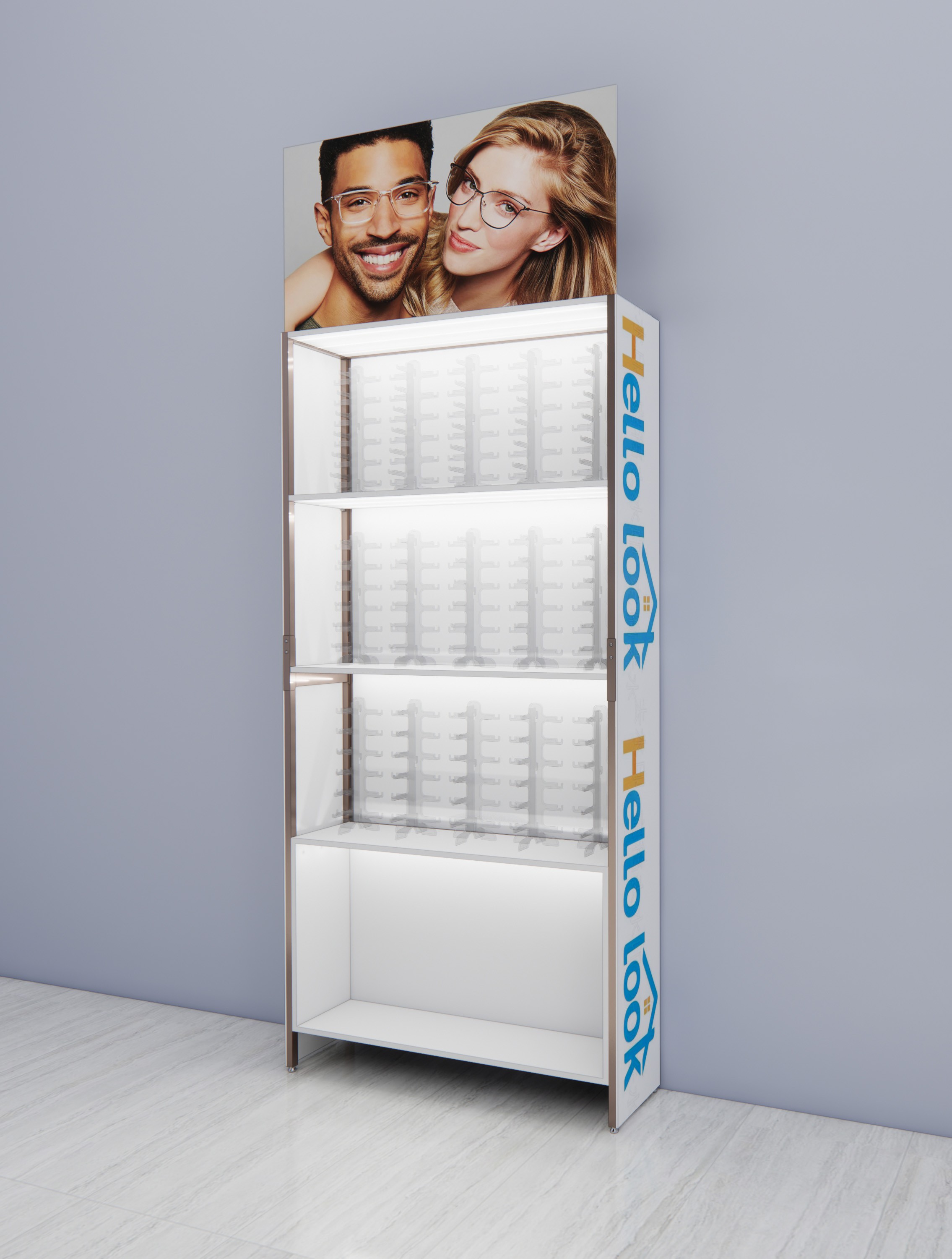 Iron wood spectacle frame boutique display frame with light box