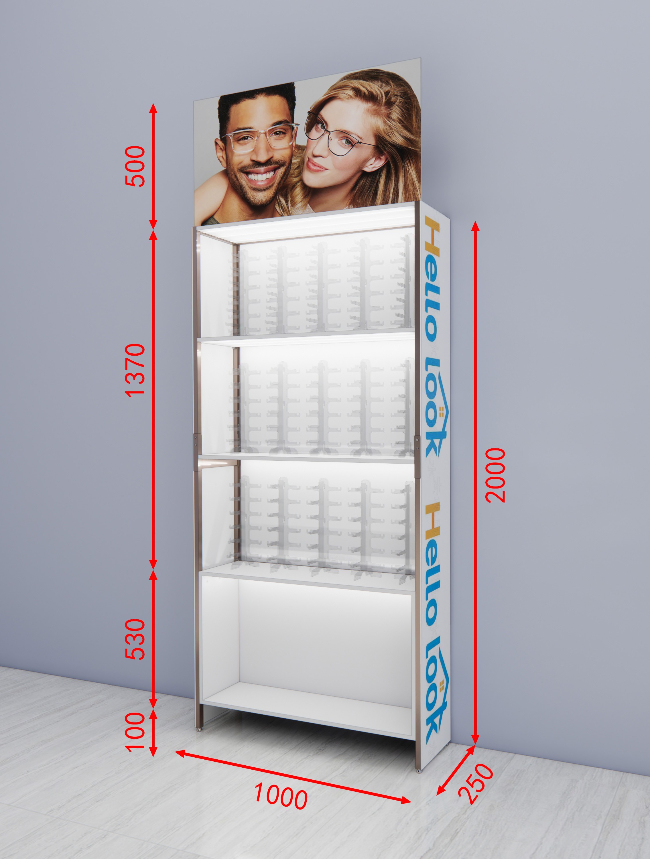 Iron wood spectacle frame boutique display frame with light box